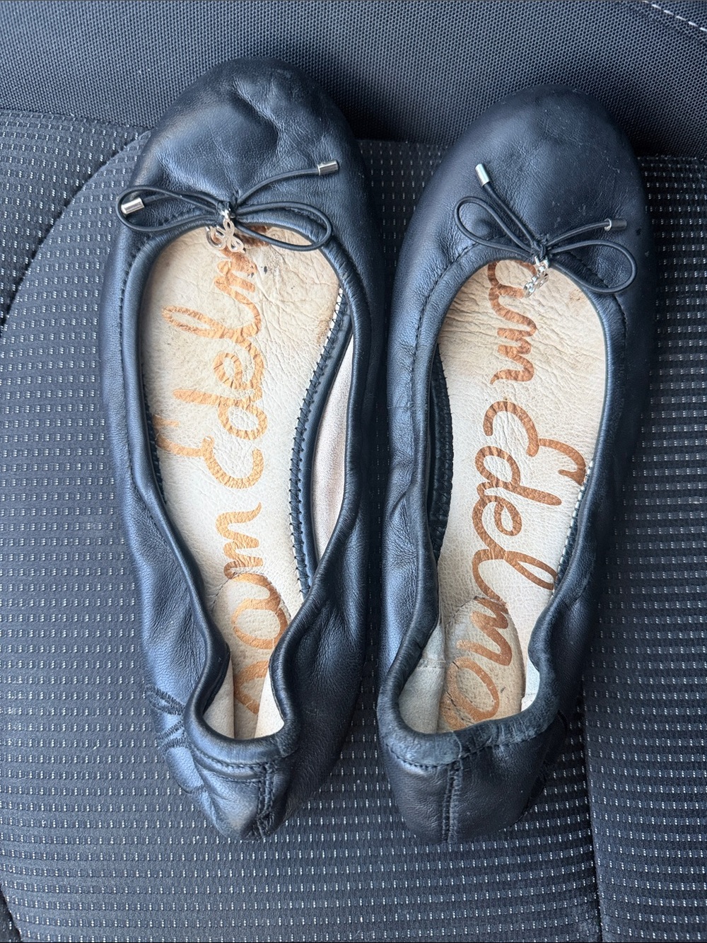 Sam Edelman Black Leather Bow Ballet Flats